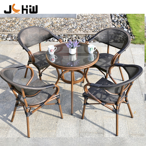 Moderno ristorante terrazza mobili in Rattan alluminio francese bistrot tavolo <span class=keywords><strong>da</strong></span> pranzo e <span class=keywords><strong>sedie</strong></span> <span class=keywords><strong>da</strong></span> <span class=keywords><strong>giardino</strong></span> all'aperto sedia - Product Image 5