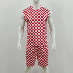 <span class=keywords><strong>S</strong></span>-6XL all'ingrosso 2025 moda estiva nuovi pantaloncini da canotta Casual a scacchi completi pantaloncini da sudore da uomo Set 2 pezzi - Product Image 4