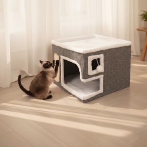 Casa para Mascotas Plegable de Doble Capa con Orificio Oblicuo, Rascador, Espaciosa y Portátil para Gatos - Product Image 2