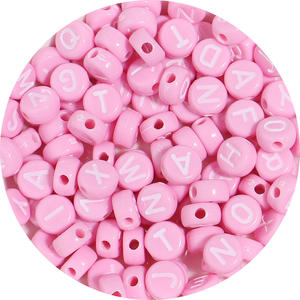 Design innovant couleur acrylique fond lettres blanches plat rond perles en vrac bricolage perlé matériaux faits à la main - Product Image 6