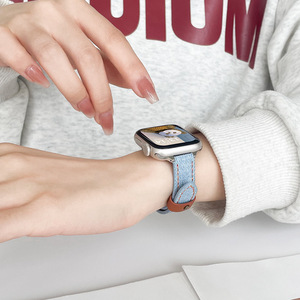 시계 시리즈를위한 새로운 진짜 가죽 시계 밴드 9 8 7 6 진 후크 및 루프 시계 스트랩 38 40 41 42 44 45 49mm 여성 팔찌 - Product Image 6