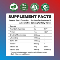Complément de récupération musculaire à absorption rapide, BCAA, électrolytes, créatine en gommes 5000 mg pour l'hydratation après l'entraînement