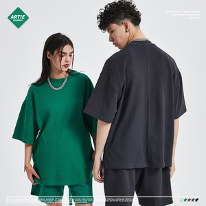 Artie 2024เสื้อยืดแขนสั้นสำหรับผู้ชาย, เสื้อยืดลำลองแขนสั้นเนื้อผ้าวาฟเฟิลระบายอากาศได้ดีขนาด260กรัมสไตล์ไฮสตรีทสไตล์ยุโรปอเมริกัน - Product Image 5