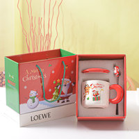 Mug en céramique de Noël avec couvercle, couleur et logo personnalisés, 380 ml/430 ml, tasse cadeau créative réutilisable pour femmes et couples