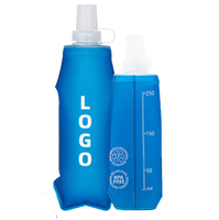 Bouteille d'eau pliable en TPU souple personnalisée de 250 ml et 500 ml, sans BPA, gourde souple à presser pour la course à pied, les voyages, le camping et la randonnée