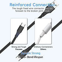 Câble USB Type-C tressé ZEANDA de haute qualité 5V/2A, 1m, noir/blanc, PVC, charge rapide, pour téléphone, ordinateur, jeux, appareil photo, en stock