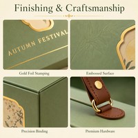 Coffret Cadeau de Gâteaux de Lune pour le Festival de la Mi-Automne en Gros, Personnalisable avec Logo, Poignée en Cuir, Emballage Premium, Vente Chaude