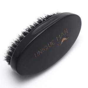Brosse à barbe en poils de sanglier 100% naturels, douce <span class=keywords><strong>et</strong></span> moyenne, de couleur brun foncé, avec logo personnalisé, pour homme, marque privée - Product Image 1