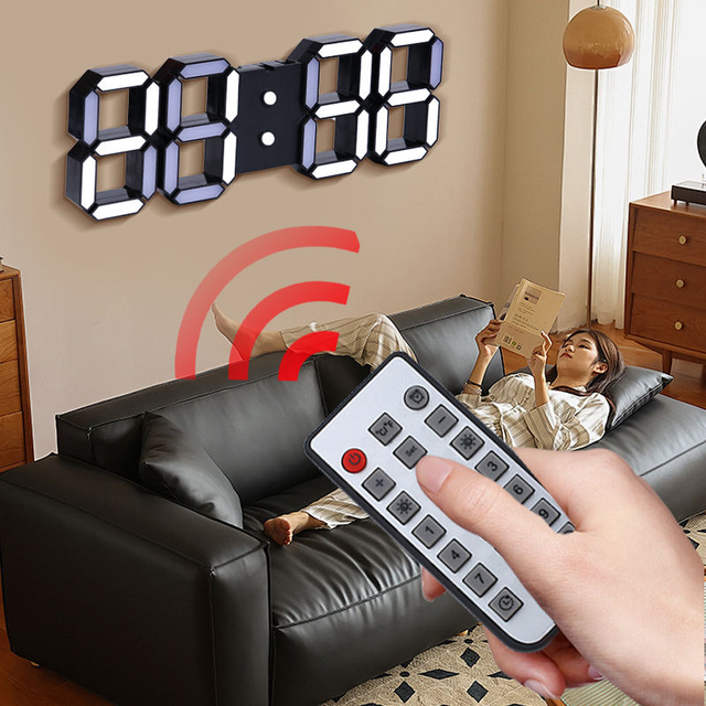 Multifunctional 3D Wifi LED Digital Alarm Clock with Smart Remote Control Temperature Date Dimmable Backlight Living Room Decor