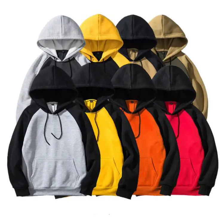 Mode Pullover Männer Hoodies Herbst Winter Patchwork Einfarbig Warme männliche Hoody Sweatshirts Streetwear Hooded Sweatshirt