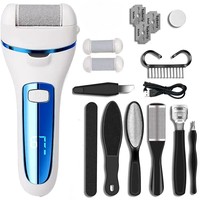 Kit de pédicure professionnel, lime à callosités électrique pour les pieds avec 3 têtes de rouleaux, rechargeable, étanche, outils de soin des pieds