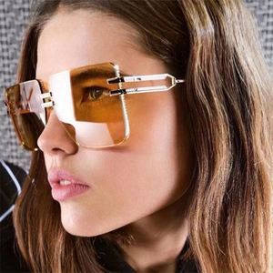 Gafas de Sol Cuadradas Extra Grandes Retro de Moda 2022 para Hombre, Gafas de Sol sin Montura con Patillas Metálicas para Mujer - Product Image 2