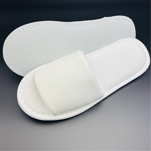 Pantuflas Desechables Baratas, Cómodas y Suaves de Terciopelo con Punta Abierta, Blancas Lisas con Suela de EVA de 5 mm para Hoteles - Product Image 4