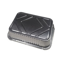 Récipient alimentaire en aluminium jetable robuste 260*190*63mm 10*8 "casseroles oblongues en aluminium 1900ml plateaux de Table à vapeur avec papier Li