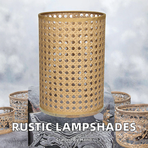 Handmade Woven <b>Rattan</b> Lampshades Rustic Style Bamboo Pendant and Table Lamps for Hotels <b>Fabric</b>-Made Lamp Covers & Shades - Product Image 2