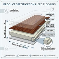 Plancher SPC moderne de 6 mm résistant à l'eau, aspect bois, vinyle de luxe pour la décoration de sols résidentiels et commerciaux