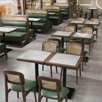 Ensembles de tables et chaises de restaurant commerciaux personnalisables, dessus de table en marbre durable, mobilier de restaurant en métal robuste, restaurants