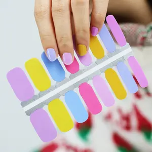 Nail Art Nail Art Eco-friendly And Safety Self Adhesive DIY Passionate Summer Yellow Design 100% Nail Polish Strips Nail Art Wraps Nail Stickers