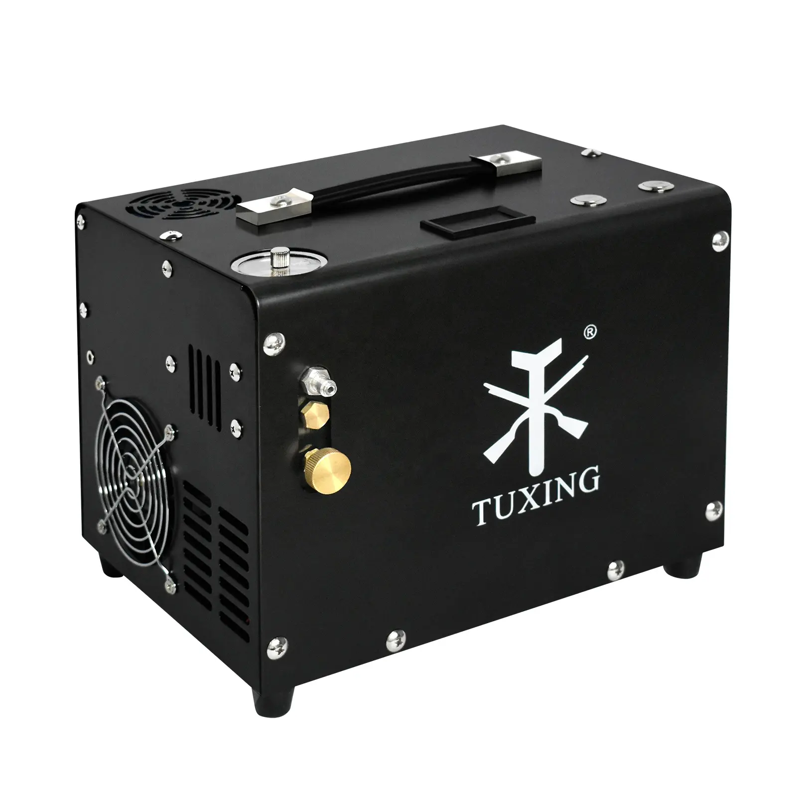 TUXING Auto Stop 4500PSI/300BAR/30MPA Adaptateur secteur 12V intégré Système de vidange Sans huile Compresseur d'air PCP alimenté par batterie