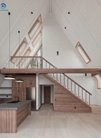 Maisons préfabriquées Maisons à ossature en A Villas de luxe triangulaires Installation rapide Maison conteneur Maison modulaire préfabriquée avec terrasse
