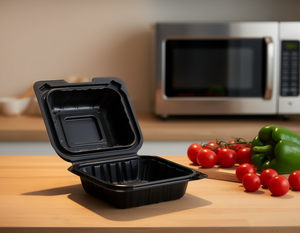 Contenitore per Alimenti Classico Nero 3h Corporation in PP con Coperchio a Cerniera, 1 Scomparto, 6x6, Adatto al Microonde, per Asporto e Conservazione in Cucina - Product Image 2