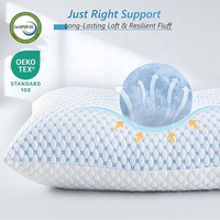 Oreiller en mousse à mémoire de forme déchiquetée rafraîchissante en fibre de glace, réglable en hauteur, soutien cervical, literie respirante pour dormir