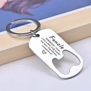 Aanpasbare Verjaardagscadeau Sleutelhanger Fles Kan Gegraveerde Letters Opener Roestvrij Staal Hanger Sleutelhanger Voor Vader