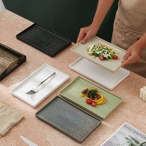 Plato Rectangular de Cerámica Japonesa para Sushi, Plato de <span class=keywords><strong>Porcelana</strong></span> para Servir, 6 <span class=keywords><strong>Colores</strong></span>, 2 Tamaños - Product Image 2