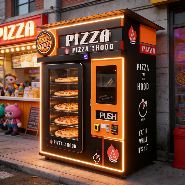 Commercial Automatic Pizza Vending Machine with Railway System, Multi-Flavors & User-Friendly SDK