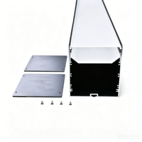 Profilé en aluminium anodisé noir pour LED, canal LED 80*90mm, dissipateur thermique extrudé, boîtier de profilé LED, diffuseur opale
