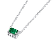 Collier en argent S925 avec pendentif traceur et émeraude de culture, bijoux en stock, distribution directe