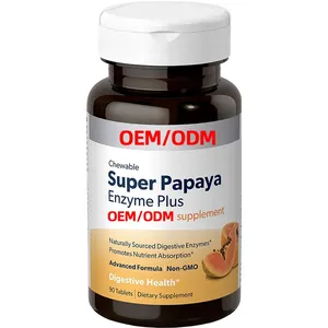 90 Count Super Papaya Enzyme Plus Chewable Tablets Natural Papaya Flavor Promotes Digestion Nutrient Absorption