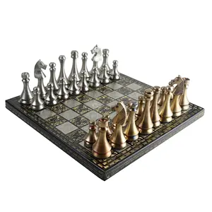 Royal Chess Game With Plated Finishing Colored Brass And Silver Design Chess Game For Tableware Game