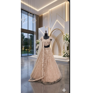 ชุดเลเฮนกาประดับเลื่อมสีโรสควอตซ์ ดีไซน์หรูหราสำหรับงานปาร์ตี้ ชุดแต่งงานแบบดั้งเดิมสำหรับเจ้าสาว ชุดสำหรับงานเทศกาลสำหรับผู้หญิง - Product Image 2