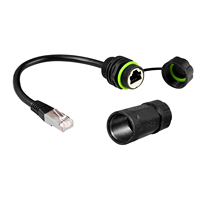 Connecteur femelle RJ45 à montage sur panneau IP68 avec cordon d'extension mâle RJ45 étanche