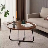 Chinesischer Hersteller Maßgefertigter Runder Tisch Rustikaler Metallrahmen Wohnzimmer Kaffee Stahl Eck-Teetisch-Set