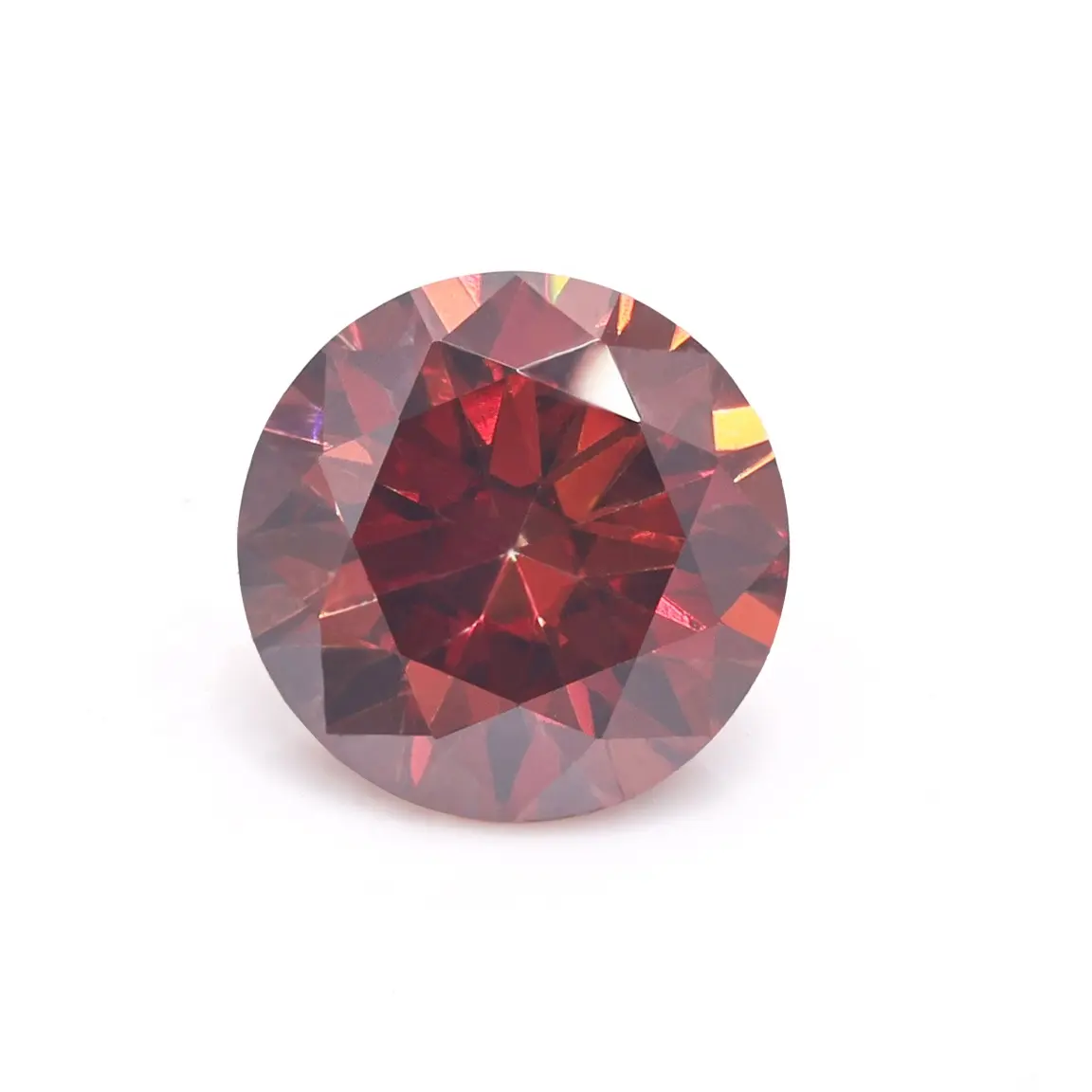 Piedra suelta de moissanita de corte brillante redondo con certificado GRA, piedras de moissanita de color rojo granate elegante