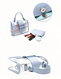 Custom LOGO Personalized <b>Designer</b> Ladies Leather Square Mixed Colors <b>Transparent</b> Stadium Approved Crossbody Shoulder <b>Handbag</b> - Product Image 5