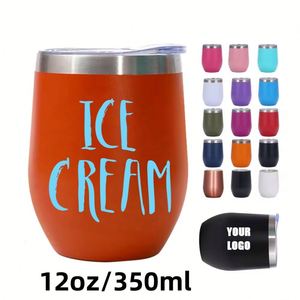 Verre à champagne isotherme en acier inoxydable 304 avec logo personnalisé, 12 oz, revêtement par pulvérisation, pour vin rouge et eau, thermos - Product Image 1