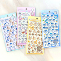 Japanischer Liou 3D-Kristall-Prägesticker mit Cartoon-Katzen-Design – DIY-Dekoration für Tablets und Handys, solide Blasen-Sticker