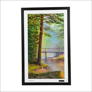 Suie moldura de foto personalizável, moldura de 22 "32" 43 "49" 55 "branca, suporte para paisagem, orientação de retrato nft, exibição de moldura fosca