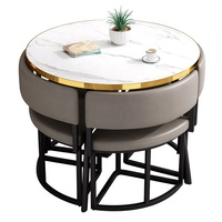 Modernes Rundes Esszimmer-Set Platzsparend Südamerikanischer Stil Kohlenstoffstahl-Stuhl für Zuhause Schlafzimmer Wohnzimmer oder Restaurant