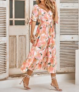 2025 Vestidos de alta calidad Casual para mujer Vestidos casuales Manga de nudo Vestido de mujer preimpreso - Product Image 3