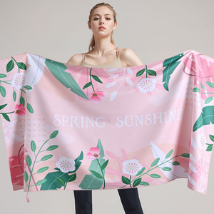 Serviette de bain double face en polaire à séchage rapide, grande taille 80*160, universelle, absorbante, <span class=keywords><strong>avec</strong></span> boucle élastique, imprimée, pour la plage, été - Product Image 4