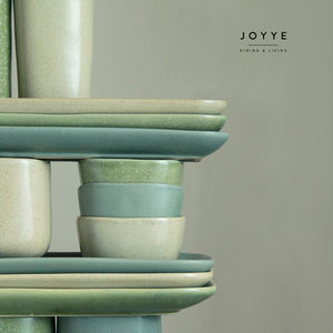 JOYYE Vaisselle carrée en céramique Serene Greens, assiettes carrées empilées, bols, tasses, ensemble <span class=keywords><strong>de</strong></span> dîner, glaçure réactive, ensemble <span class=keywords><strong>de</strong></span> vaisselle verte - Product Image 3