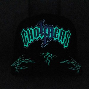 Casquette 5 panneaux Tcap China Glow in the Dark avec broderie, étiquette métallique personnalisée, strass, 100% polyester, style sportif urbain - Product Image 3