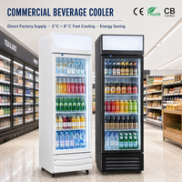 Vitrine Réfrigérée Commerciale Verticale à Porte Unique avec Thermostat Numérique, Refroidissement Direct, Anti-Givre, pour Boissons, sur Roues