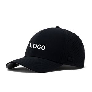Casquette de baseball sportive haute qualité à séchage rapide, 6 panneaux, avec logo personnalisé, pour hommes et femmes, imperméable, en PVC, perforations découpées au laser - Product Image 3