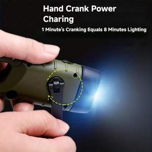 Multi-functional Solar Powered Hand Crank Rechargeable <b>Flashlight</b> Power Bank Output IP65 Rated LED Light Source 2W ABS Plastic - Product Image 3