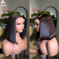 Perruque Bob Droite en Cheveux Humains Vietnamiens Double Drawn, Vierge Non Traitée, Cuticules Alignées, Dentelle HD Transparente 7x5, Sans Colle, Vente en Gros